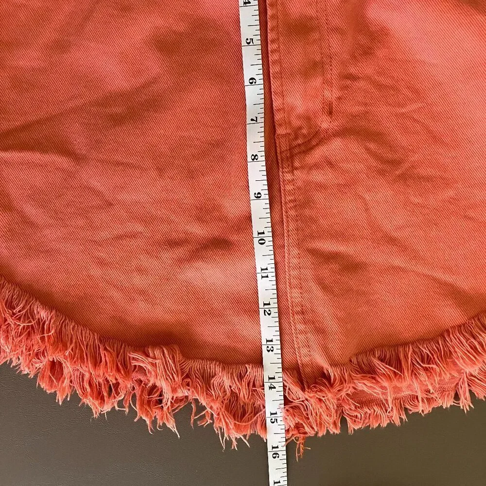 Pacsun high waisted fringe hem burnt orange denim mini skirt